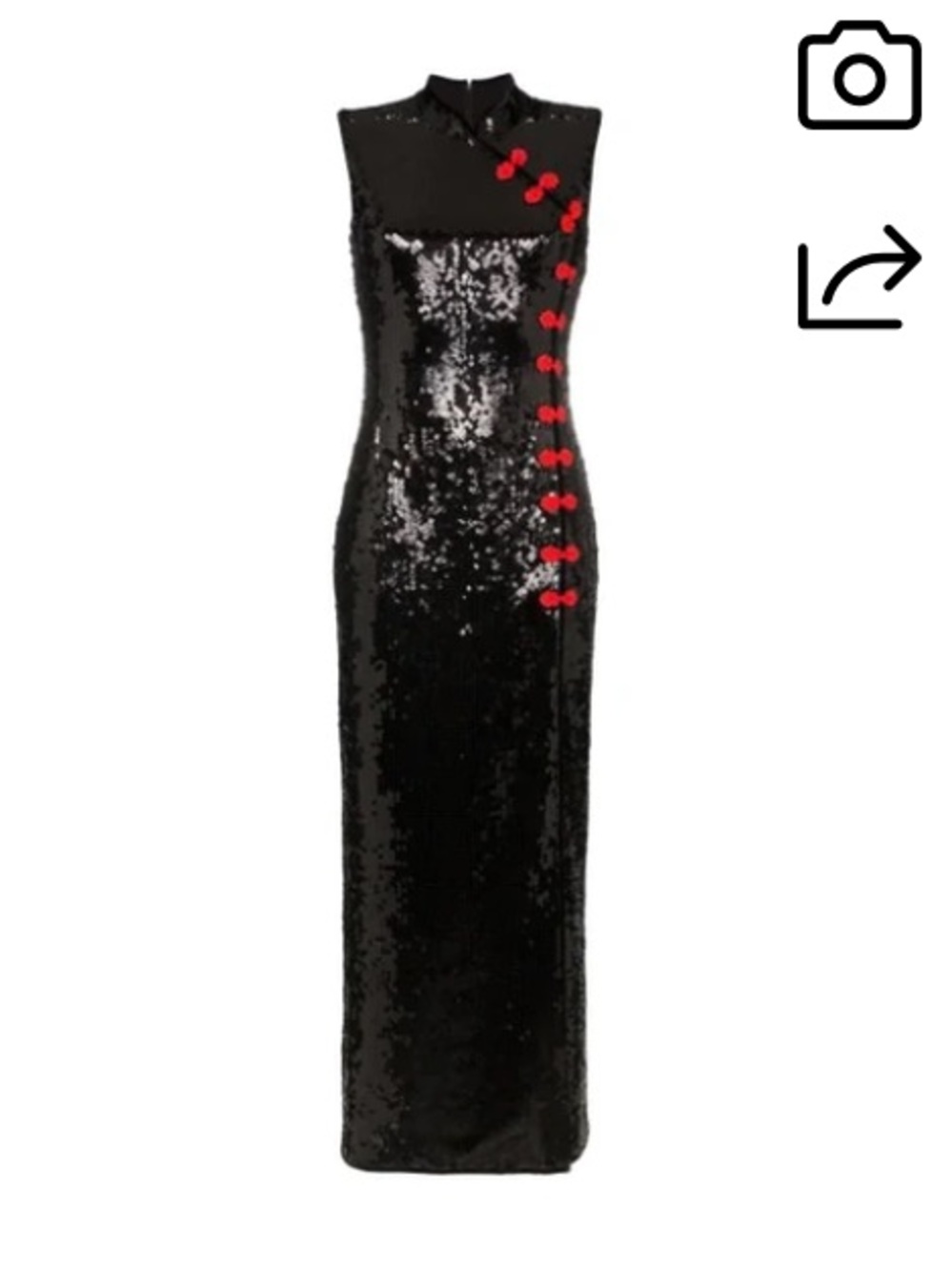 De La Vali Black Sequin Mandarin Collar Gown